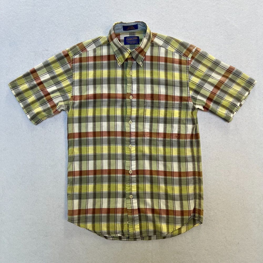 Mens Pendleton Short Sleeve Button Down‎ Plaid Casual Shirt Size Small EUC